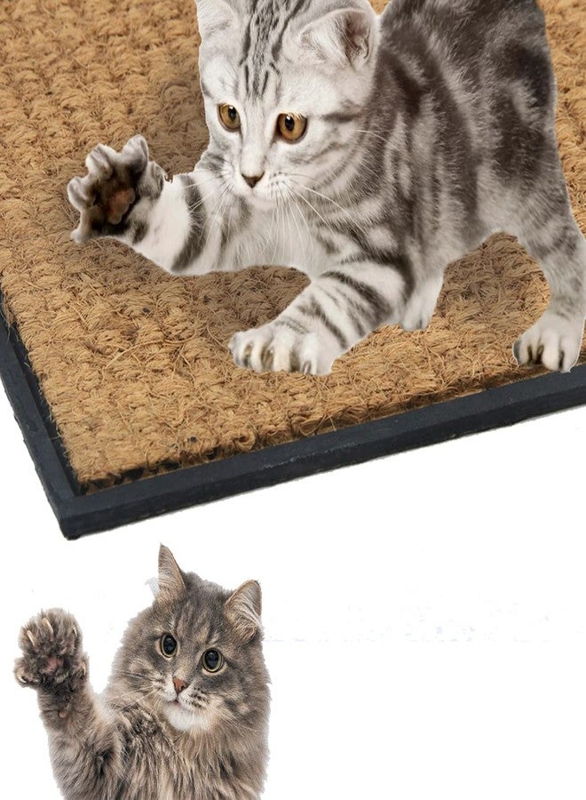 Atmah Natural Coir Cat Scratcher Mat Scratch Pad with Rubber Backing for Cat Grinding Claws Horizontal Cat Floor Scratching Pad Rug - Image 2