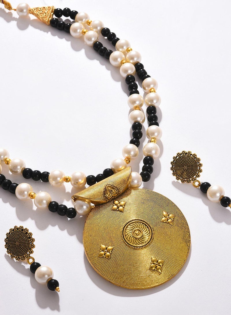 SOHI White Beaded Artificial Jewellery Set - Image 3