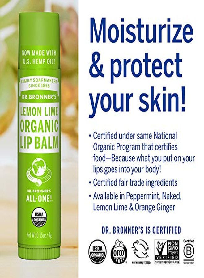 Dr. Bronner's Organic Lip Balm (Lemon Lime .15 Ounce 6Pack) - Image 5
