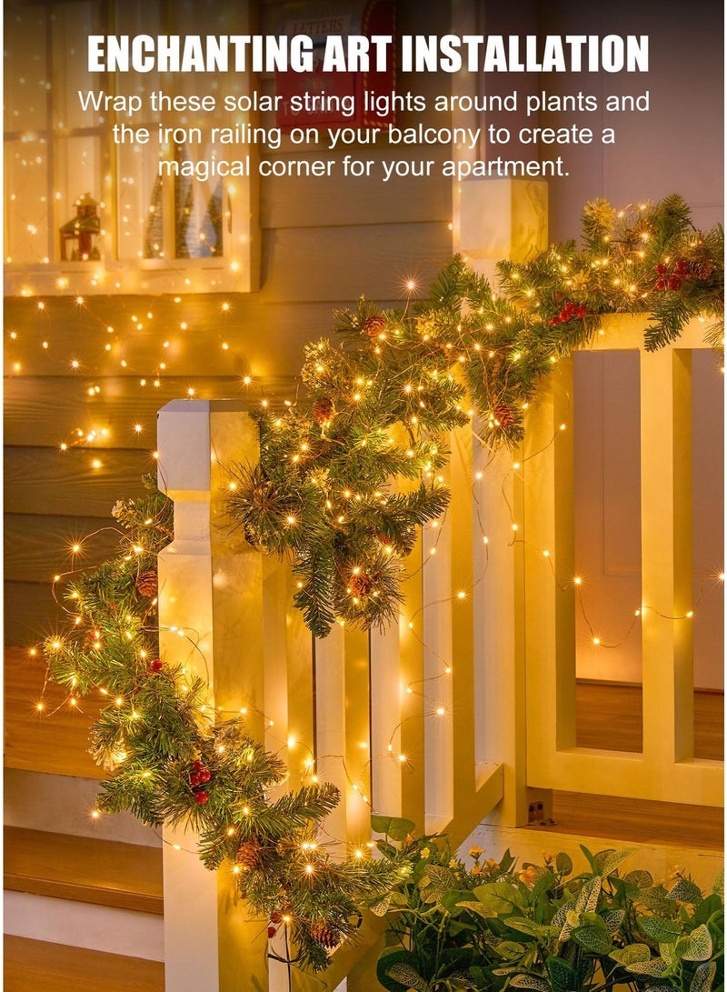 سولاكان سلسلة إضاءة تعمل بالطاقة الشمسية، 200 لمبة LED، طول 22 متر، 8 أوضاع إضاءة، تشغيل وإيقاف تلقائي، مقاومة للعوامل الجوية، مناسبة للشرفة والحديقة والتراس - Image 5
