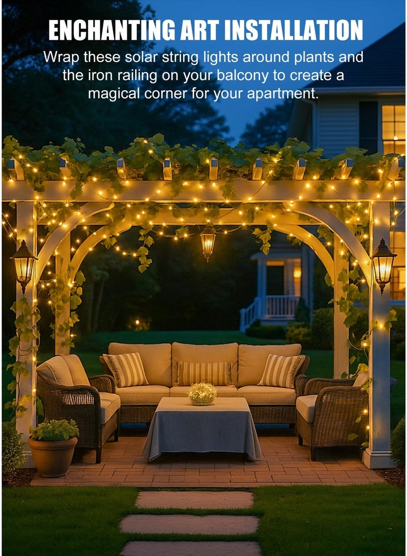 سولاكان سلسلة إضاءة تعمل بالطاقة الشمسية، 200 لمبة LED، طول 22 متر، 8 أوضاع إضاءة، تشغيل وإيقاف تلقائي، مقاومة للعوامل الجوية، مناسبة للشرفة والحديقة والتراس - Image 4