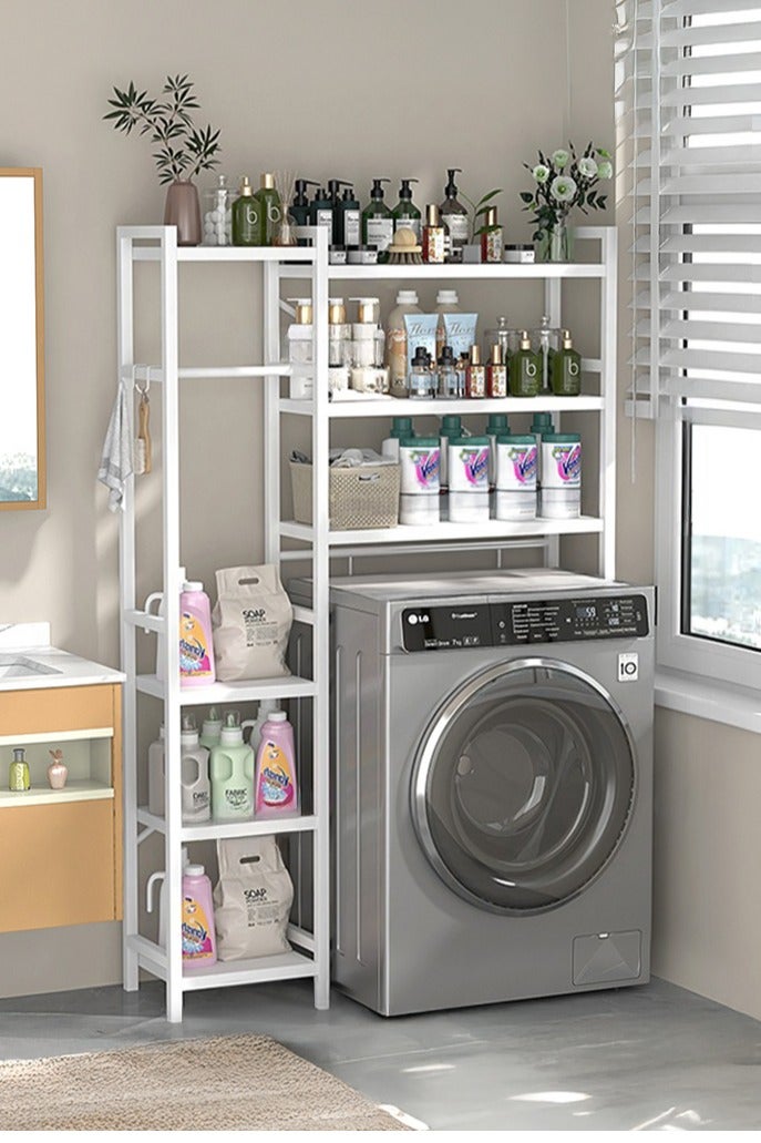 XiuWoo Extra Large 6-Tier Metal Toilet Drum Washing Machine Rack, Bathroom Corner Stand Storage Organizer Accessories, Free Standing Home Office Storage Rack, Large Bathroom Organizer for Space Saver - Image 1