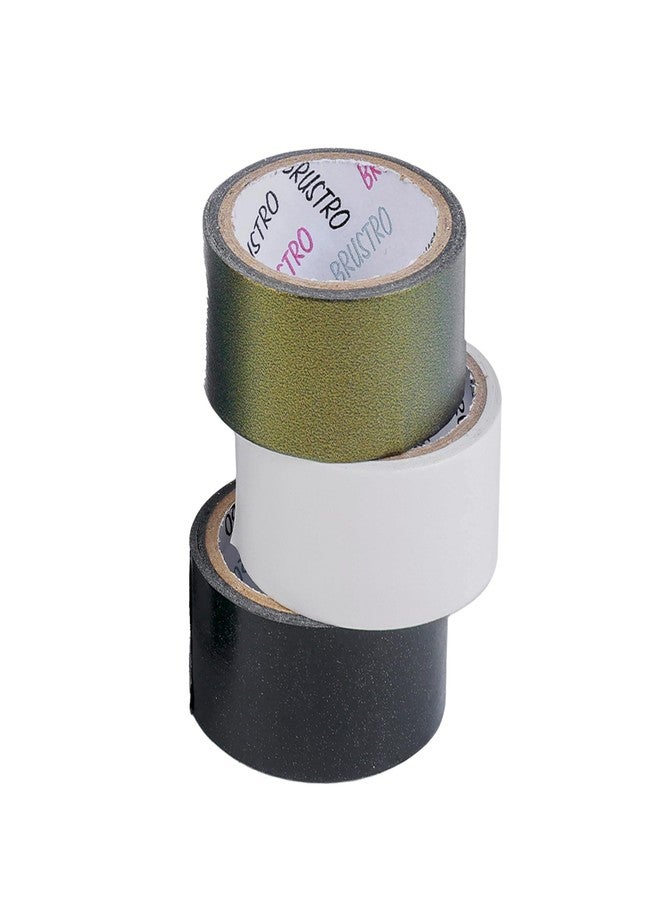 BRUSTRO Washi Masking Tapes Basics Shade - Pearl White, Pearl Black & Antique Gold, 20 mm x 4 Meters (Set of 3) - Image 3