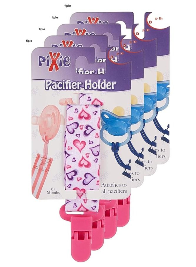 Pixie Pacifier Holder Heart Print, Pack Of 6 - Image 1