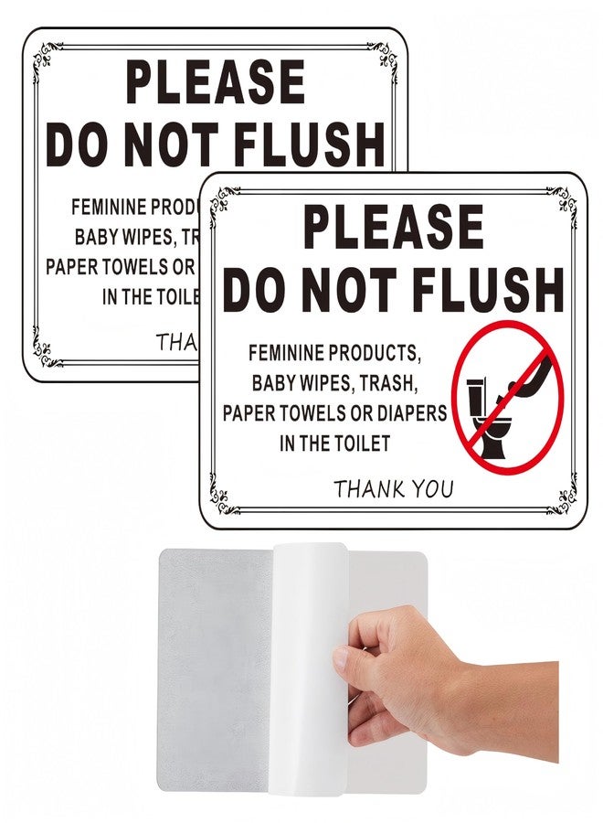 Frohllia (2 Pack) Do Not Flush Sign - 7.5x5 Inches Acrylic Bathroom Rules Sign with Strong Self-Adhesive, No Drilling Needed - Ideal for Restrooms, Toilets, Public Washrooms, Hotels & Home Use (White) - Image 1
