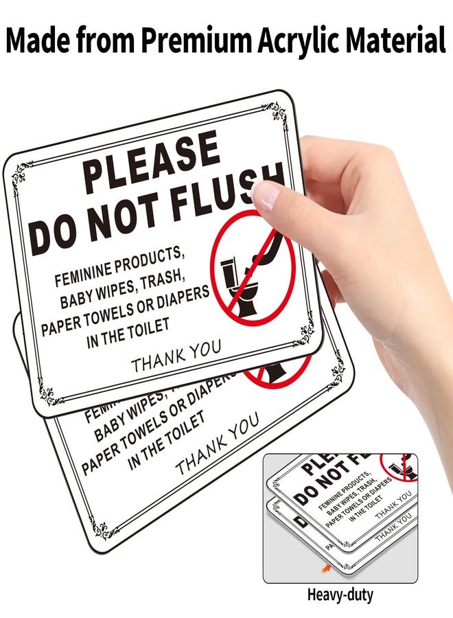 Frohllia (2 Pack) Do Not Flush Sign - 7.5x5 Inches Acrylic Bathroom Rules Sign with Strong Self-Adhesive, No Drilling Needed - Ideal for Restrooms, Toilets, Public Washrooms, Hotels & Home Use (White) - Image 4