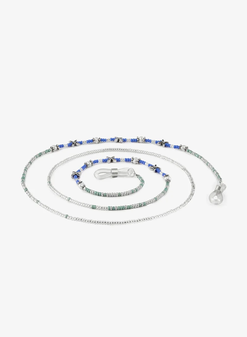 Minza  Minza “Wave” Women’s Eyewear Chain, Czech Beads, Natural Pearl & Silver Accents, Handmade Blue Glasses Chain for Sunglasses & Eyeglasses, Elegant Feminine Eyewear Accessory. for Women | Best Price UAE