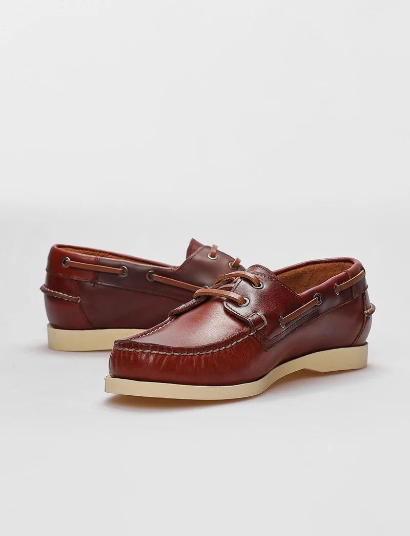 Cabani Genuine Leather Tan Lace-Up Women's Casual Shoes