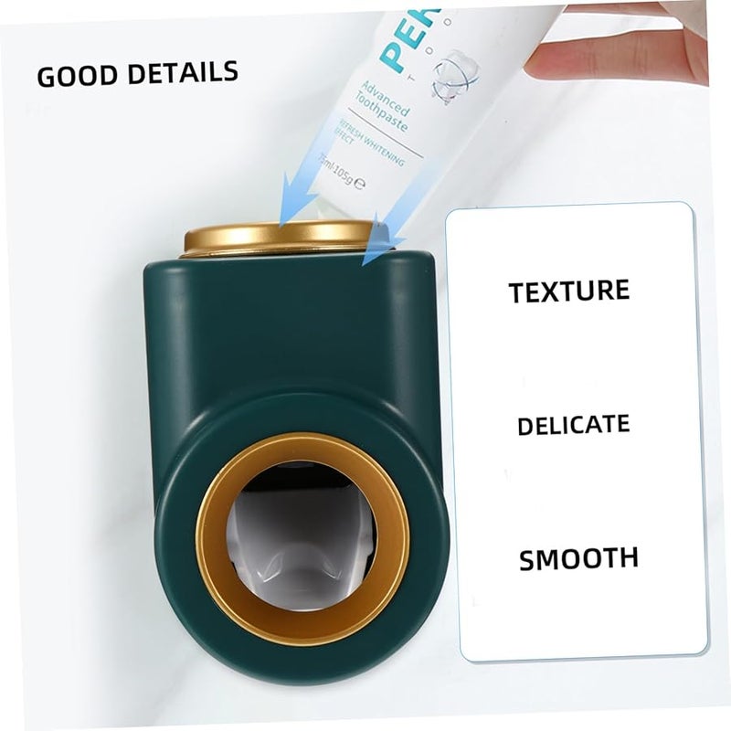 Green Wall Mounted Toothpaste Squeezer Dispenser Bathroom Storage Organizer Gentle Push Quantity Control - Image 4