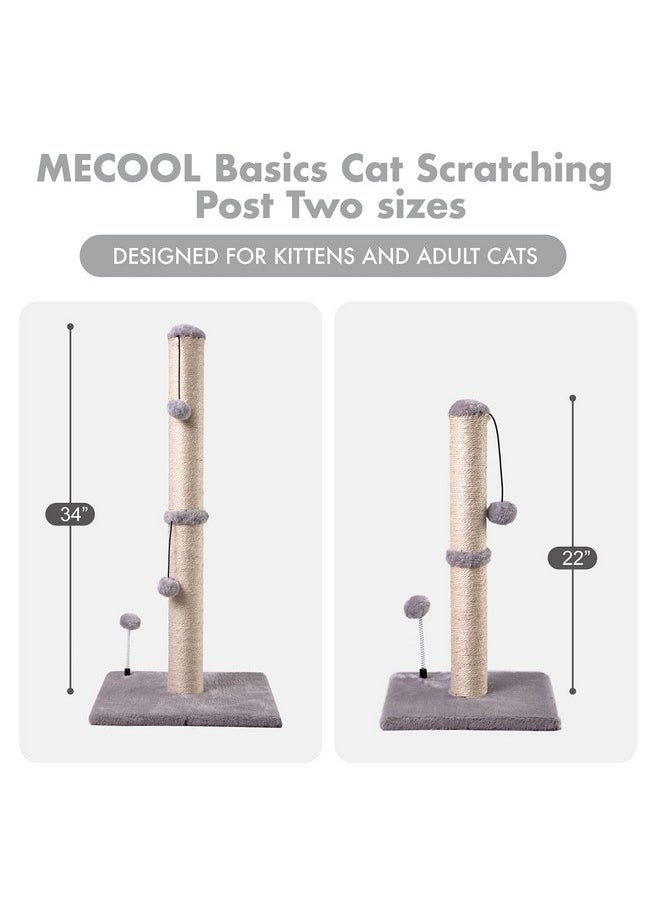 MECOOL MECOOL 34“ Tall Cat Scratching Post Premium Basics Kitten Scratcher Sisal Scratch Posts Trees with Hanging Ball for Indoor Cats, Gray  - Image 5