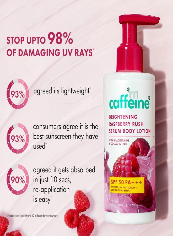 mCaffeine SPF 50 PA+++ Body & Brightening Sunscreen Lotion 200ml | Instant Cooling & De-Tan with Vitamin C & Niacinamide | Deep Hydrating Moisturizer for Summer & Dry Skin | Lightweight, Non-Sticky Bodylotion for Men & Women - Image 3