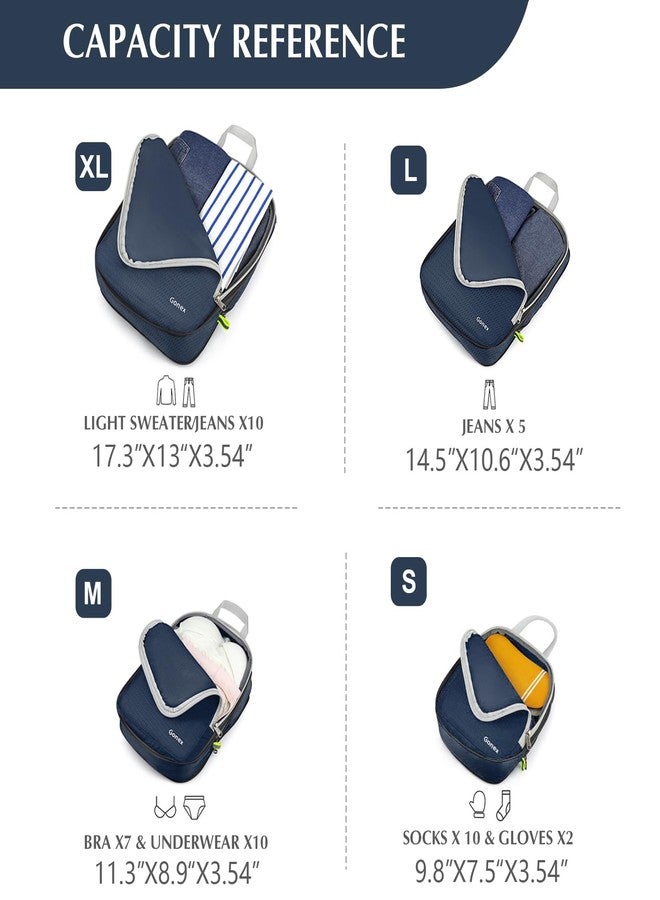 Gonex Compression Packing Cubes, 4pcs Expandable Storage Travel Luggage Bags Organizers (Purplish Blue) - Image 4