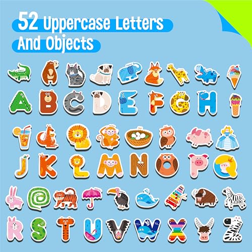 SpriteGru 52 Magnetic Letters Animals Uppercase Letter Fridge Magnets Refrigerator Decors Alphabet Words Cognition Educational Learning Tool for Kids Toddlers - Image 5
