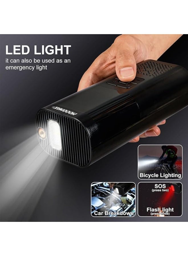 Portable Car Air Compressor – Electric Tire Inflator with LED Display and Flashlight – Black - Image 5