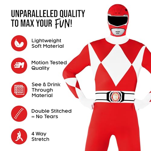 Morphsuits بدلة مورف سوت باور رينجرز، بدلات باور رينجر للبالغين، بدلات باور رينجر الحمراء، بدلة باور رينجر للرجال البالغين، بدلة باور رينجر للبالغين، بدلة رينجر الحمراء للبالغين M - Image 2