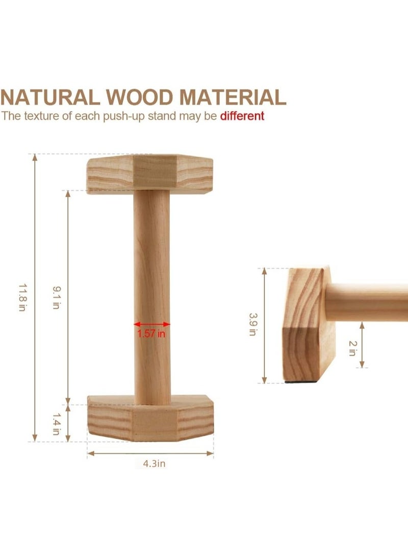 Push-up Stand, 2 PCS Wood Pushup Bars Non-Slip Base Exercise Home Workout Equipment, 30CM Wooden Parallettes Handle Stands Grip for Strength Training, Planks Calisthenics - Image 2