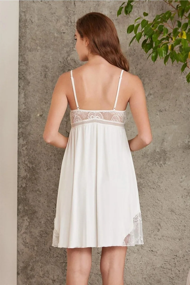 pierre cardin 4010 Women's Lace Combed Cotton Nightgown Dressing Gown Set-Ecru