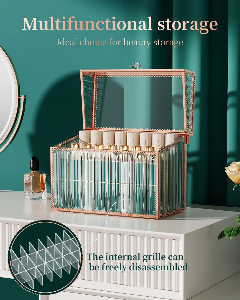 Youdepot Lipstick Organizer Lipstick Holder - 24 Spaces, Tempered Glass Lip Gloss and Perfume Organizer,Vanity Lipstick Holder and Organizer. - Image 4