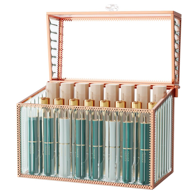 Youdepot Lipstick Organizer Lipstick Holder - 24 Spaces, Tempered Glass Lip Gloss and Perfume Organizer,Vanity Lipstick Holder and Organizer. - Image 1