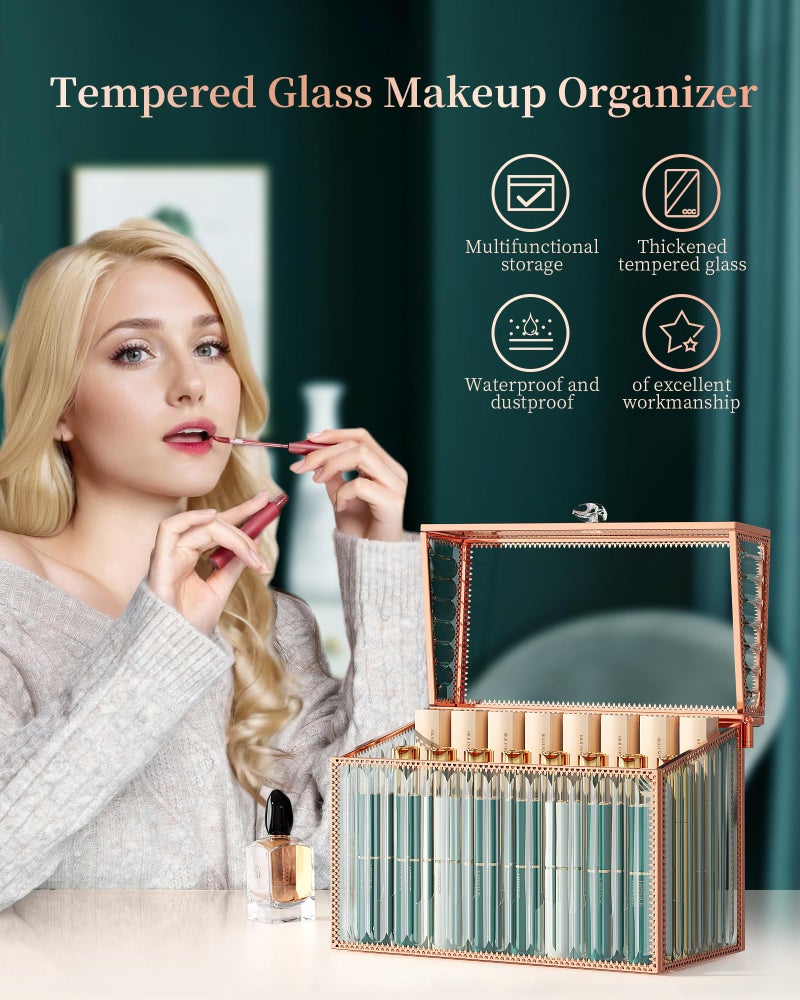 Youdepot Lipstick Organizer Lipstick Holder - 24 Spaces, Tempered Glass Lip Gloss and Perfume Organizer,Vanity Lipstick Holder and Organizer. - Image 5