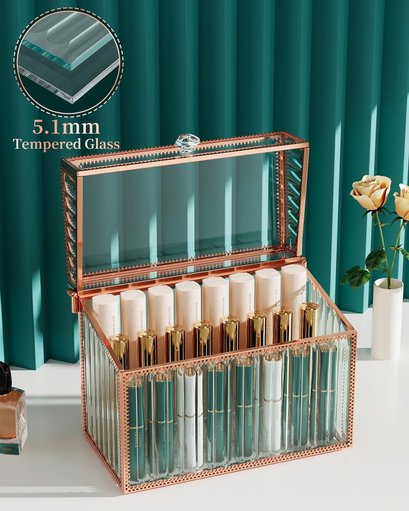 Youdepot Lipstick Organizer Lipstick Holder - 24 Spaces, Tempered Glass Lip Gloss and Perfume Organizer,Vanity Lipstick Holder and Organizer. - Image 2
