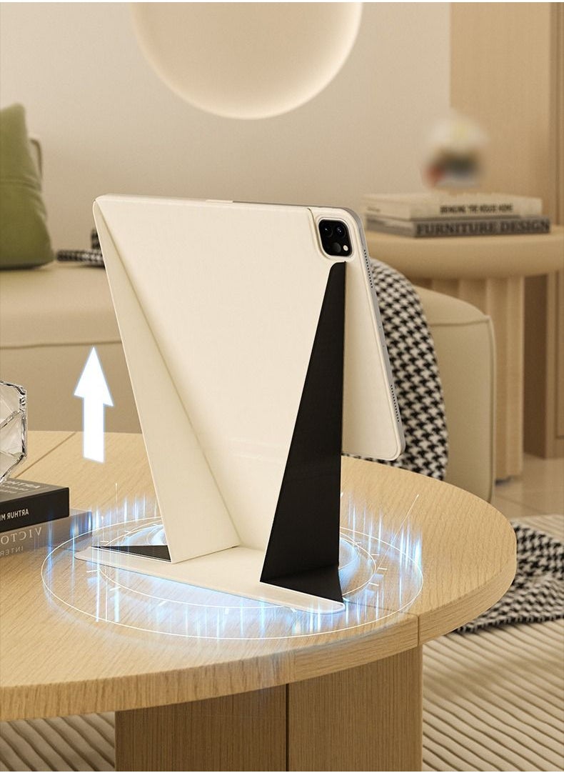 Lommyka - Apple iPad Pro 11-inch(2nd,3rd,4th generation) Case,Detachable smart dual clip magnetic tablet case,Higher iPad case,Sleep with auto wake,Can be placed Digital Pencil White - Image 1