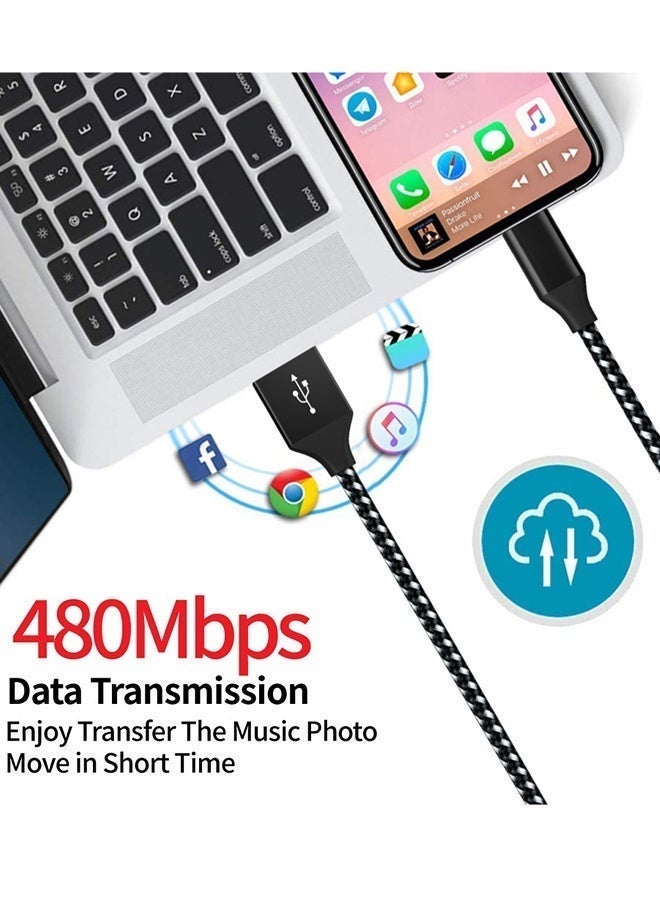 كابل USB-C من USB-A بطول 3 متر [حزمة من 2 قطع]، شحن سريع 3A ومزامنة بيانات 480Mbps، منسوج نايلون فاخر، متوافق مع سامسونج جالاكسي، هواوي، آيباد، نينتندو سويتش وجميع أجهزة Type-C - Image 3