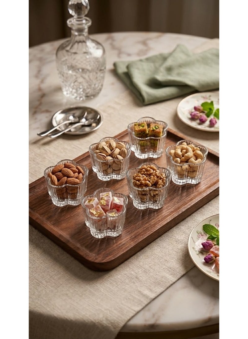 Rayan 6-piece flower-design dessert and nut serving bowl set - Image 1