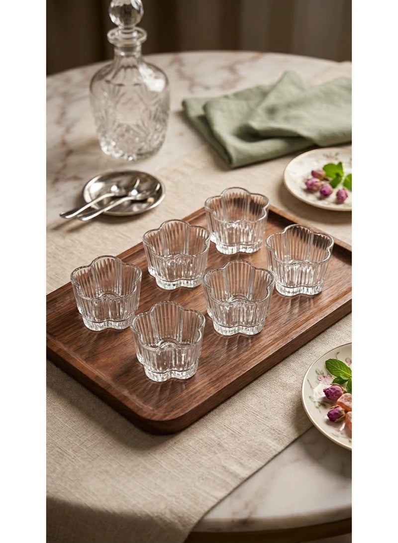 Rayan 6-piece flower-design dessert and nut serving bowl set - Image 4