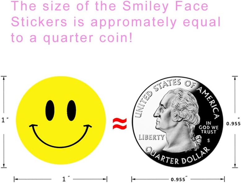 Hcode Round Happy Face Stickers Roll Circle Dots Paper Labels Reward Stickers Teachers Stickers 500 Pieces per Roll - Image 1
