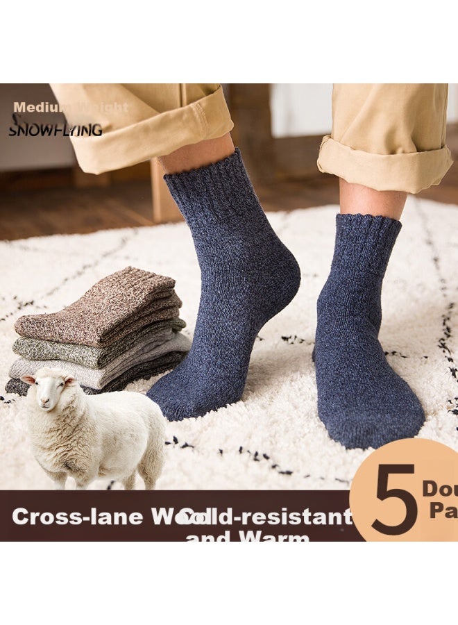 Snowflying Men's Wool Socks Thickened Fleece Lined Mid-calf Warm Socks For Autumn And Winter - Image 2