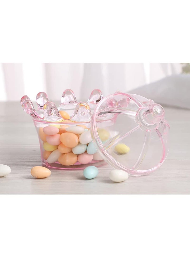 Sweet seven 12-Piece Clear Plastic Crown Candy Boxes Perfect for Wedding Baby Showers Birthday Party Favors and Gift Giving Decorative Pink Ornament Containers for Candy Storage and Decorating  - Image 2