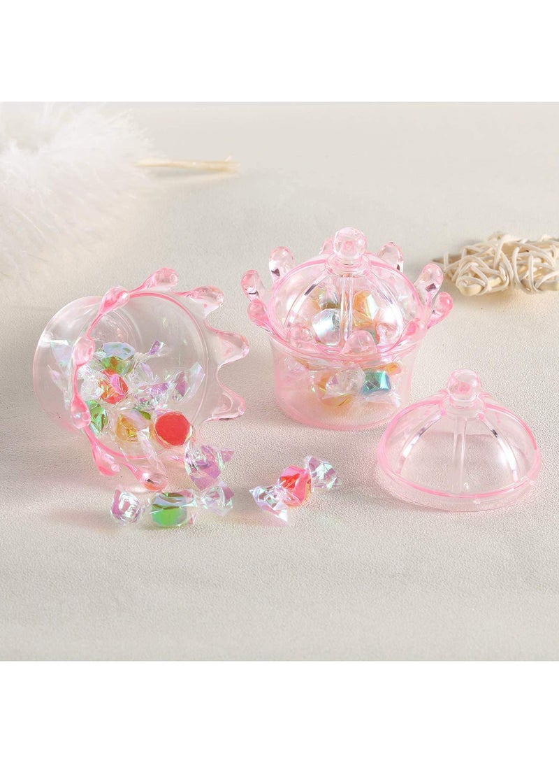 Sweet seven 12-Piece Clear Plastic Crown Candy Boxes Perfect for Wedding Baby Showers Birthday Party Favors and Gift Giving Decorative Pink Ornament Containers for Candy Storage and Decorating  - Image 3