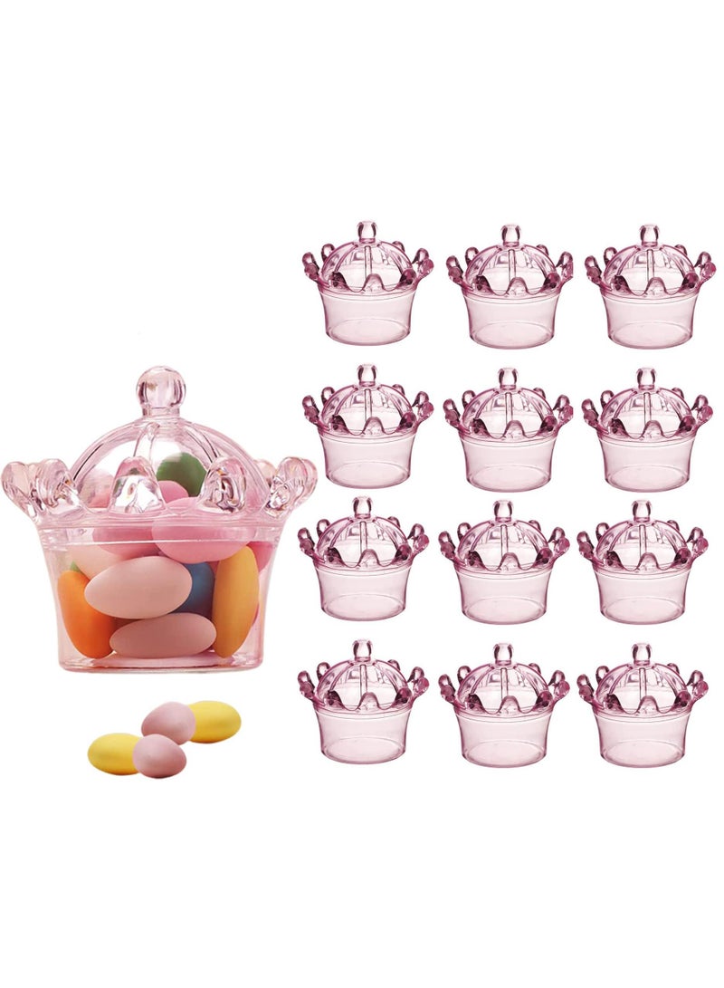 Sweet seven 12-Piece Clear Plastic Crown Candy Boxes Perfect for Wedding Baby Showers Birthday Party Favors and Gift Giving Decorative Pink Ornament Containers for Candy Storage and Decorating  - Image 1