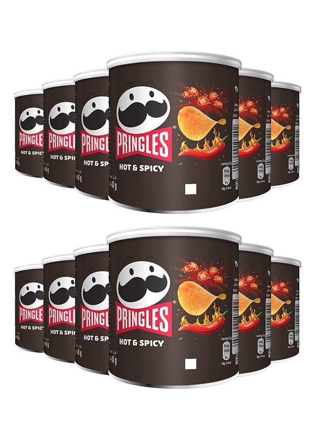Pringles Hot & Spicy Chips 12 x 40g - Image 1