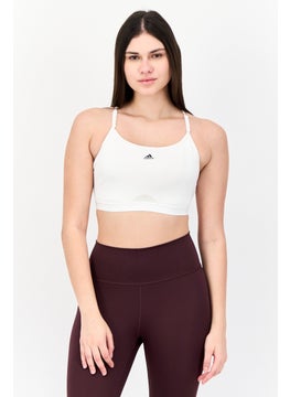 Adidas Women Branded Logo Padded Sports Bra, White  - Image 1