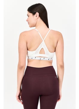 Adidas Women Branded Logo Padded Sports Bra, White  - Image 3
