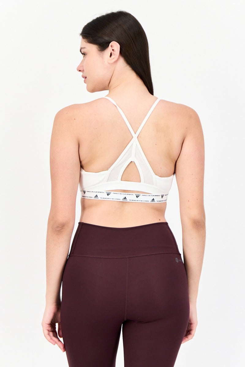 Adidas Women Branded Logo Padded Sports Bra, White  - Image 3