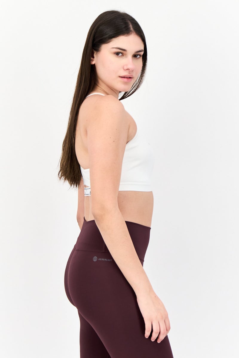 Adidas Women Branded Logo Padded Sports Bra, White  - Image 2