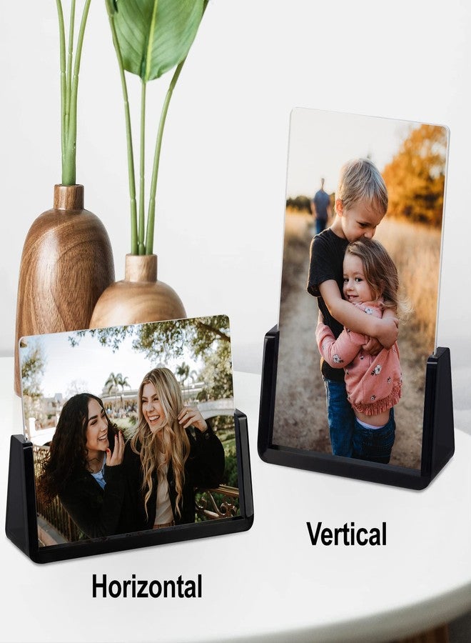 Boxalls 2 Pack Acrylic Picture Frames 5x7 with Translucent Black Base Stand, Frameless Photo Frame for Tabletop or Desktop Display ( Horizontal + Vertical) - Image 3