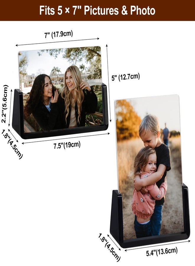 Boxalls 2 Pack Acrylic Picture Frames 5x7 with Translucent Black Base Stand, Frameless Photo Frame for Tabletop or Desktop Display ( Horizontal + Vertical) - Image 4