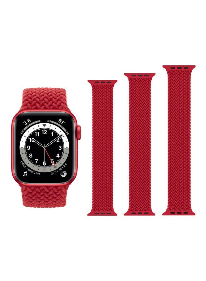 NIBEMINENT 3-Piece Braided Band For Apple Watch Red - Image 1