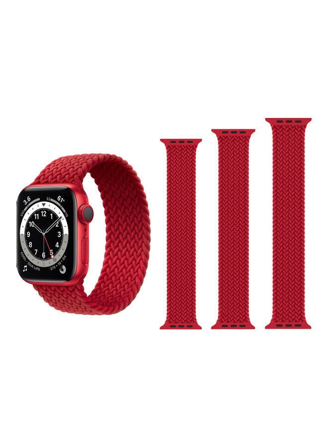 NIBEMINENT 3-Piece Braided Band For Apple Watch Red - Image 2