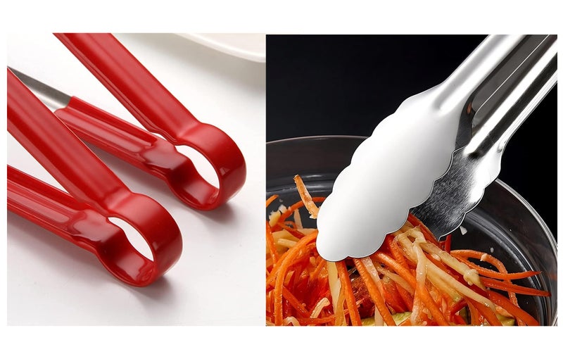 Ervio Stainless Steel Kitchen Tongs with Heat Resistant Silicone Grip – Non-Slip Scalloped Edge Cooking Tongs for BBQ, Grilling, Frying, Salad Serving, Food Handling, Multipurpose Kitchen Tool - Image 5