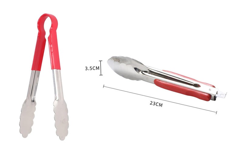 Ervio Stainless Steel Kitchen Tongs with Heat Resistant Silicone Grip – Non-Slip Scalloped Edge Cooking Tongs for BBQ, Grilling, Frying, Salad Serving, Food Handling, Multipurpose Kitchen Tool - Image 4