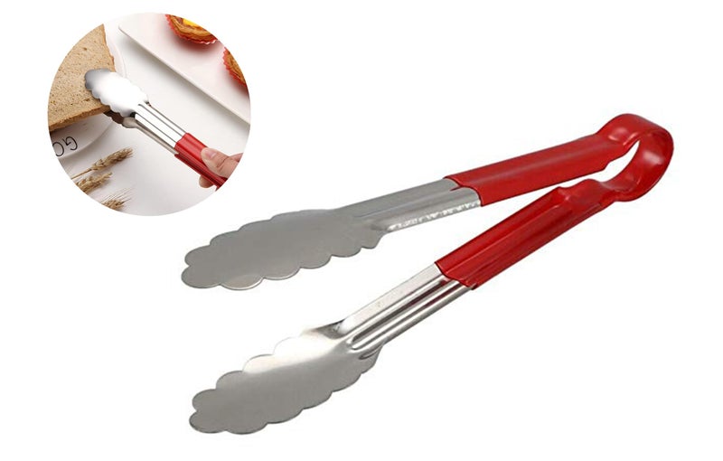 Ervio Stainless Steel Kitchen Tongs with Heat Resistant Silicone Grip – Non-Slip Scalloped Edge Cooking Tongs for BBQ, Grilling, Frying, Salad Serving, Food Handling, Multipurpose Kitchen Tool - Image 3