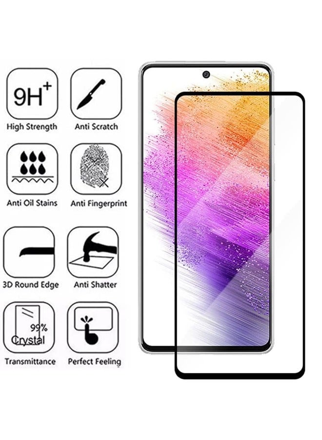 Full Screen Tempered Glass Screen Protector For Samsung Galaxy A73 5G - Black - Image 2