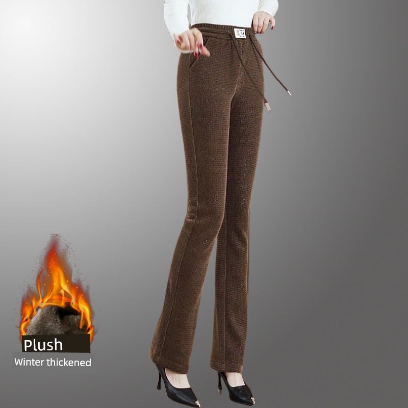 2026 autumn and winter new women's high-waisted slim-fit micro-flared pants fashion casual versatile anti-aging elastic slimming casual pants - Image 3