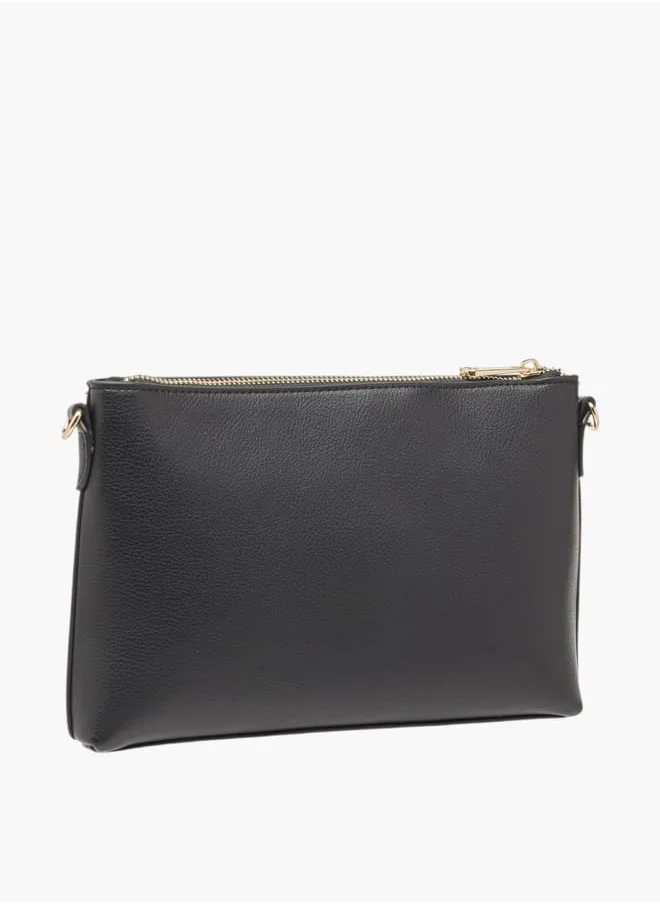 Le Confort Women Textured Crossbody Bag with Detachable Strap and Pouch