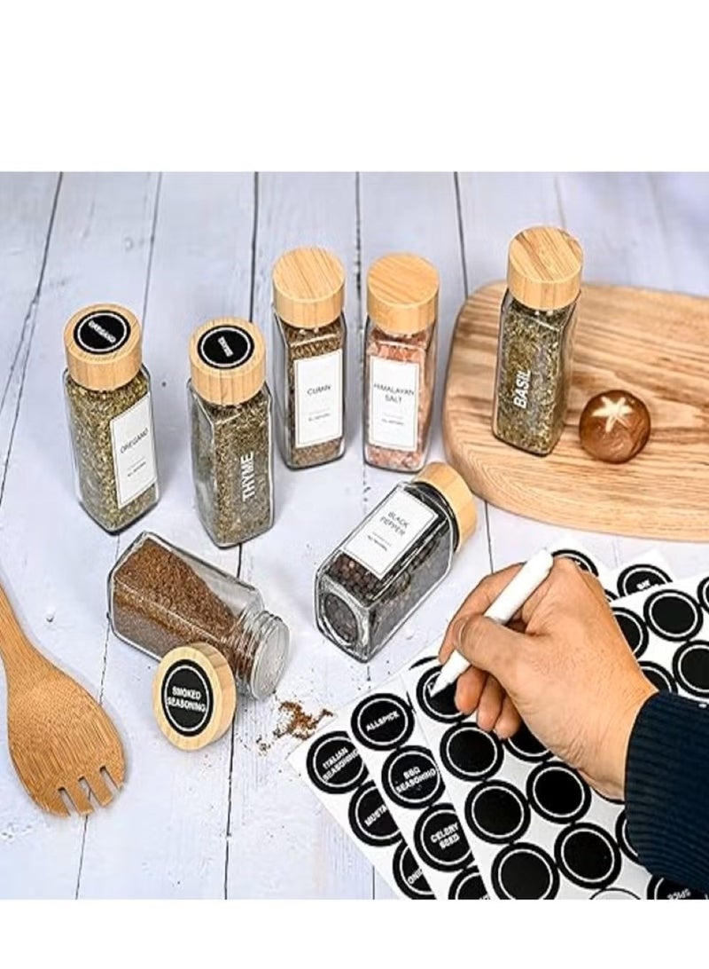 XiuWoo A 12-piece spice set with small stickers to classify spices. The jars are made of high-quality glass with a tightly sealed wooden lid. - Image 1
